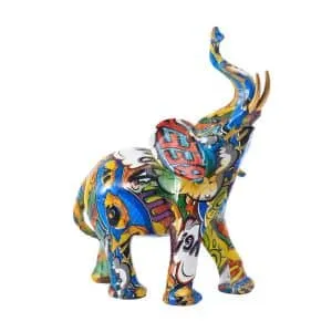 Statue d'éléphant colorée en résine