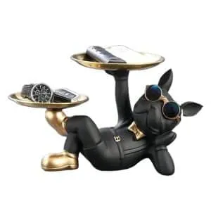 Fransk bulldog Butler Statue med dobbelte bakker