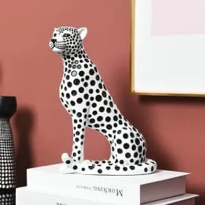 Quoowiit Modern Spotted Panther Resin Leopard Statue