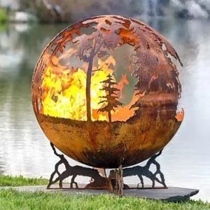Escultura de jardim de arte abstrata em aço inoxidável com esfera personalizada