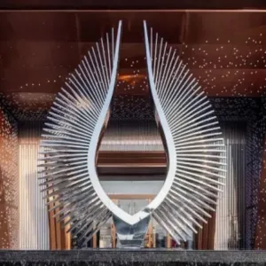 Polished Metal Art Statue Stainless Steel Wings Sculpture