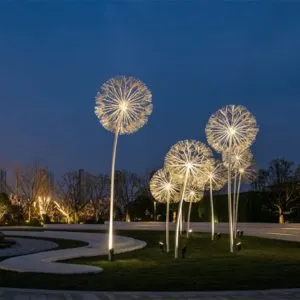 Escultura de aço inoxidável de metal Dandelion