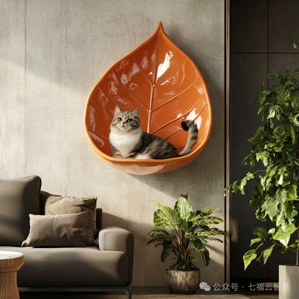 Wall-Mounted Leaf-Shaped Pet House | Custom 3D-Printed Furniture - Billede 3