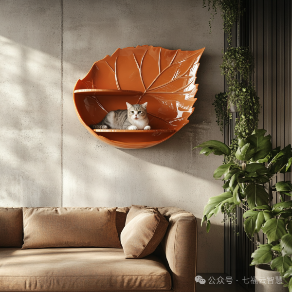 Wall-Mounted Leaf-Shaped Pet House | Custom 3D-Printed Furniture - Billede 4