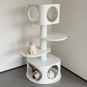 Irregulært kattetræ og kattehus i moderne stil | Specialfremstillede 3D-printede møbler