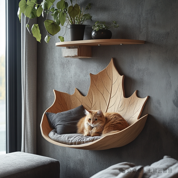 Wall-Mounted Leaf-Shaped Pet House | Custom 3D-Printed Furniture - Billede 9